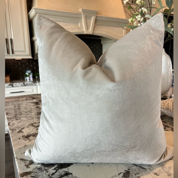 Kodiak III Cream Sand Gray Taupe Abstract Velvet Pillow-22” with 24” Insert Incl - Picture 5 of 7